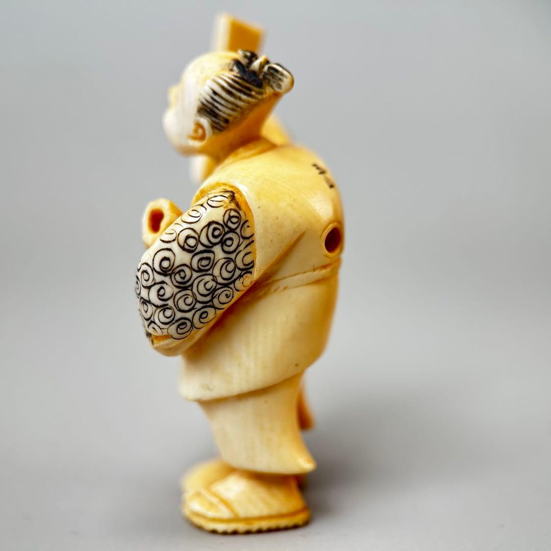 日本の伝統的な職人技彫刻極上根付天然素材アンティーク骨董飾り物古