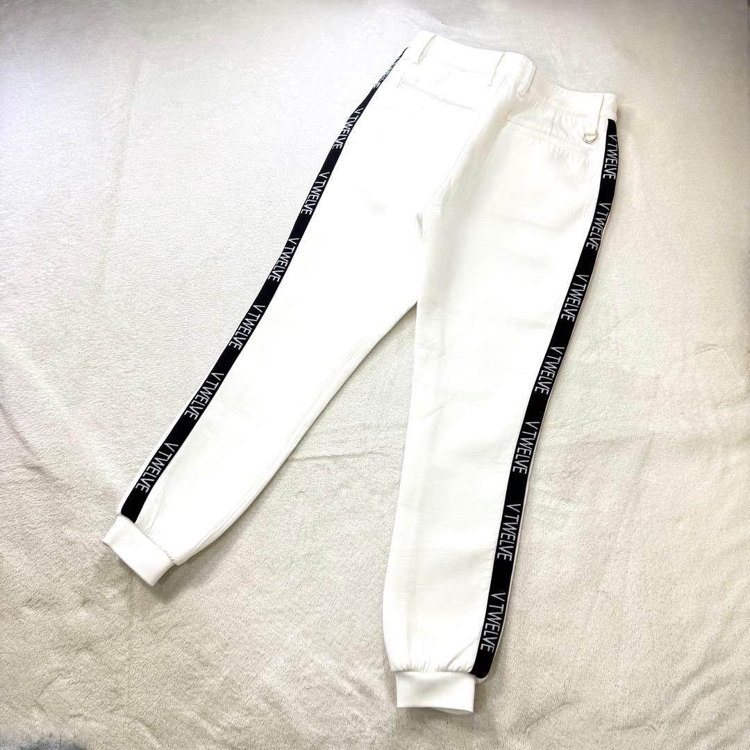 V12 ダンボールニット ストレッチ サイドロゴ スウェットリブ ゴルフパンツM