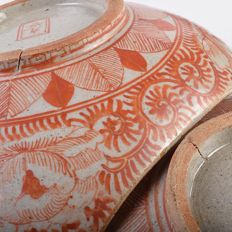 masa様専用 古九谷赤絵銀彩 人物文皿 二種 十客 時代箱付 F R9004B