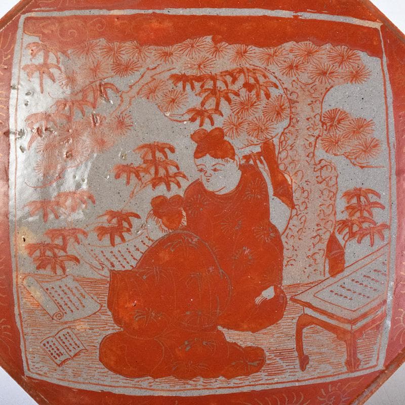 masa様専用 古九谷赤絵銀彩 人物文皿 二種 十客 時代箱付 F R9004B