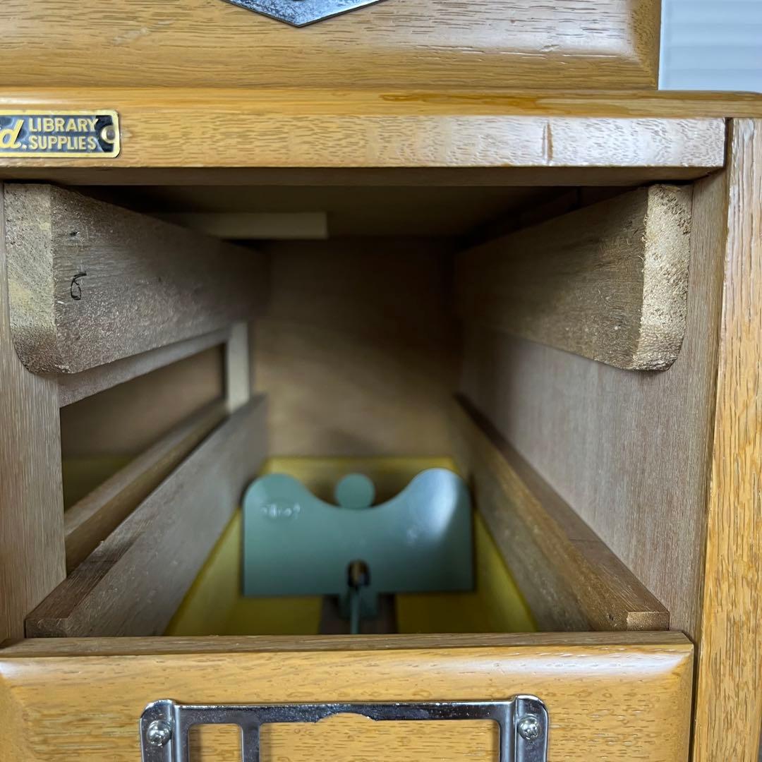 木製 4段収納引き出し/ キハラカード目録 【希少】ヴィンテージ 図書館