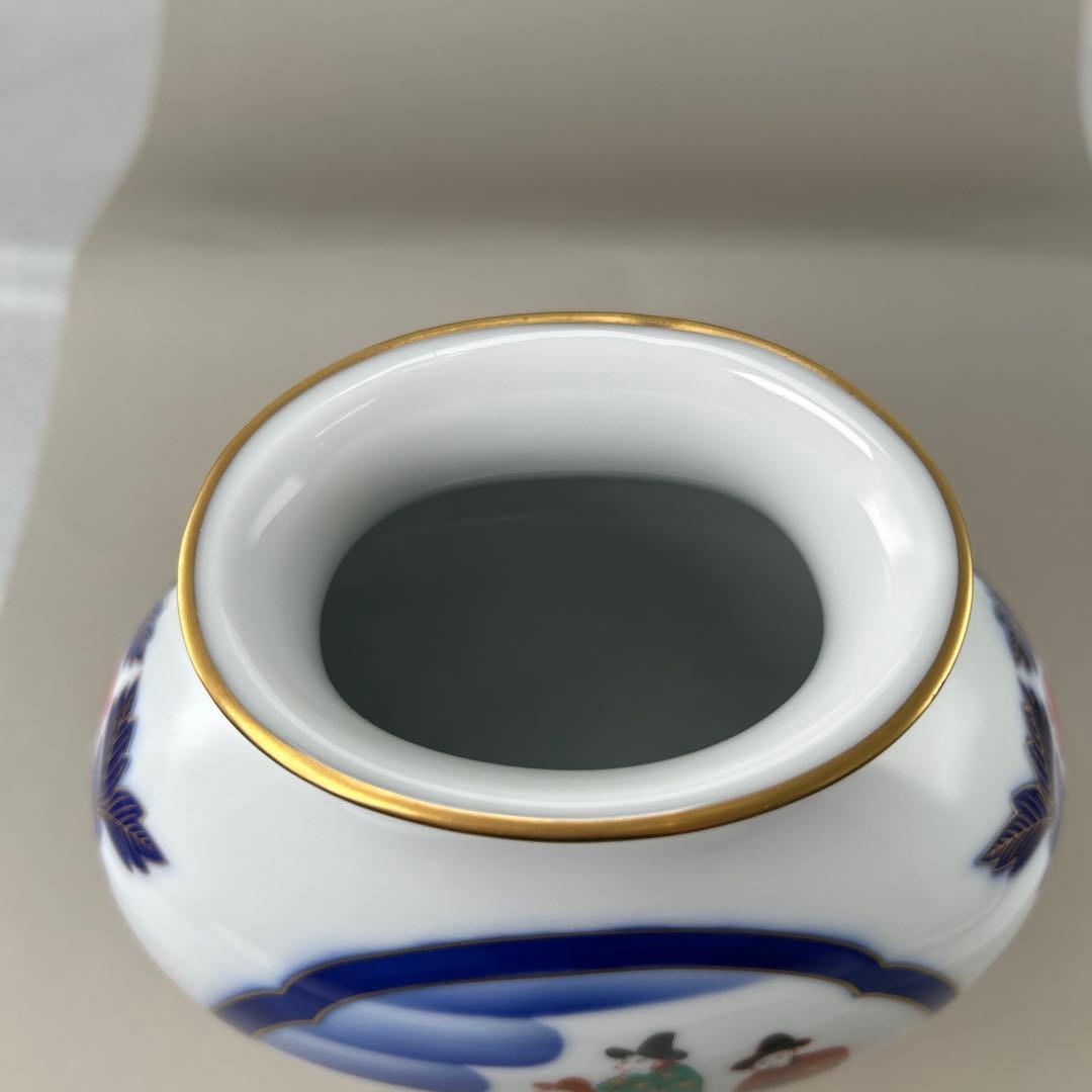 香蘭社 南蛮船 南蛮渡来人 オランダ人 和蘭陀人 金彩 花瓶 花器