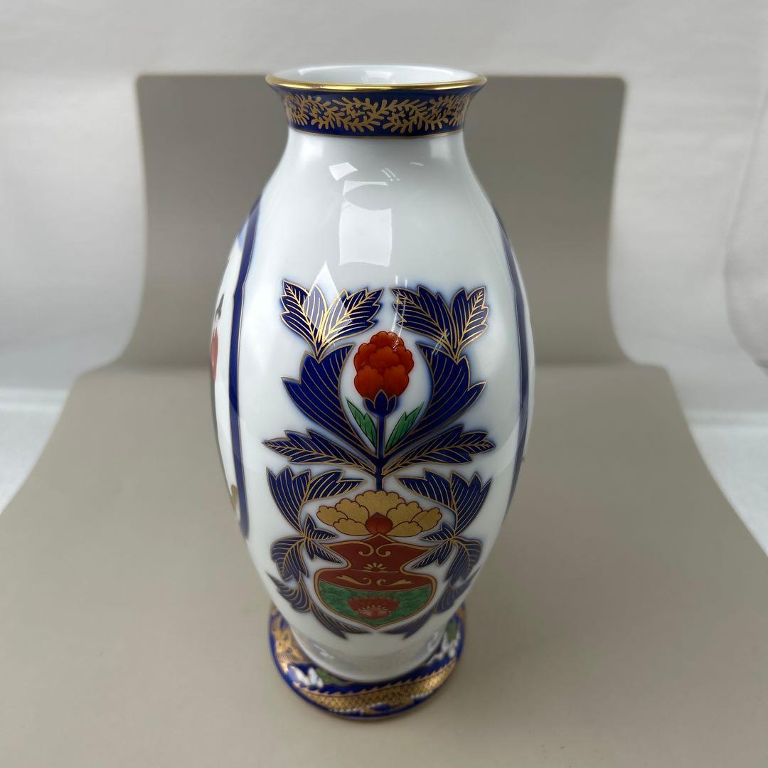 香蘭社 南蛮船 南蛮渡来人 オランダ人 和蘭陀人 金彩 花瓶 花器