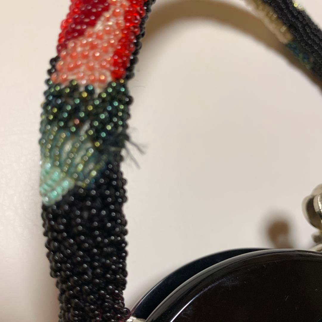 花柄　総ビーズ　ハンドバッグ　ビーズバッグ　和装　パーティ　昭和レトロ