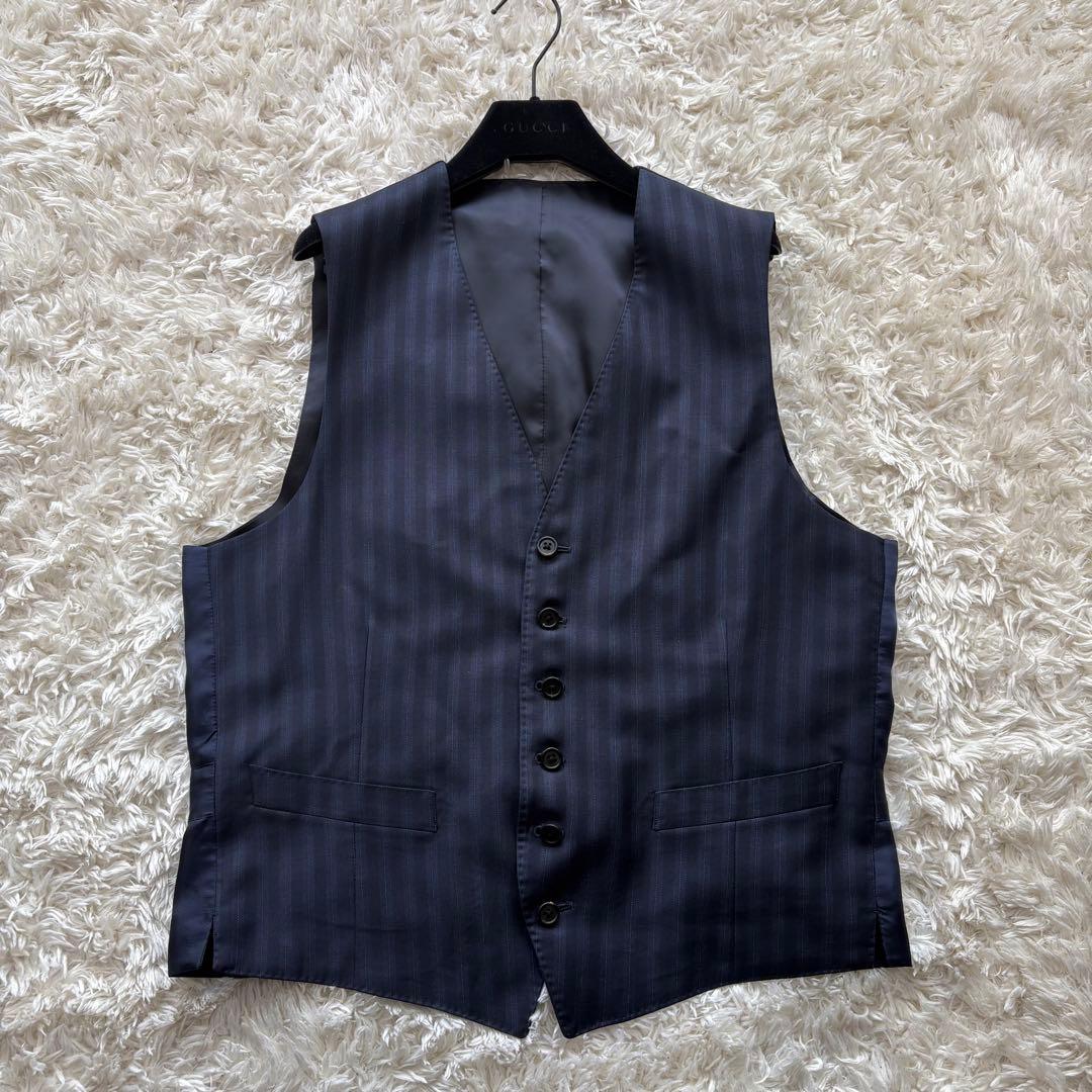 現行タグ】美品 ポール・スミス ストライプ スーツ ベスト ネイビー