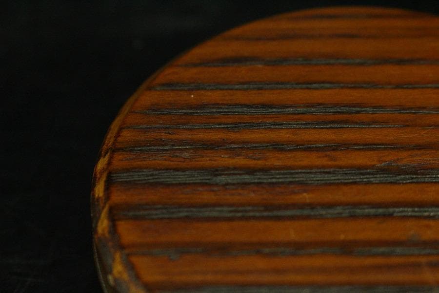 古上野 三足 香炉 黄楊木彫刻火屋 台 香合付(K-A812)