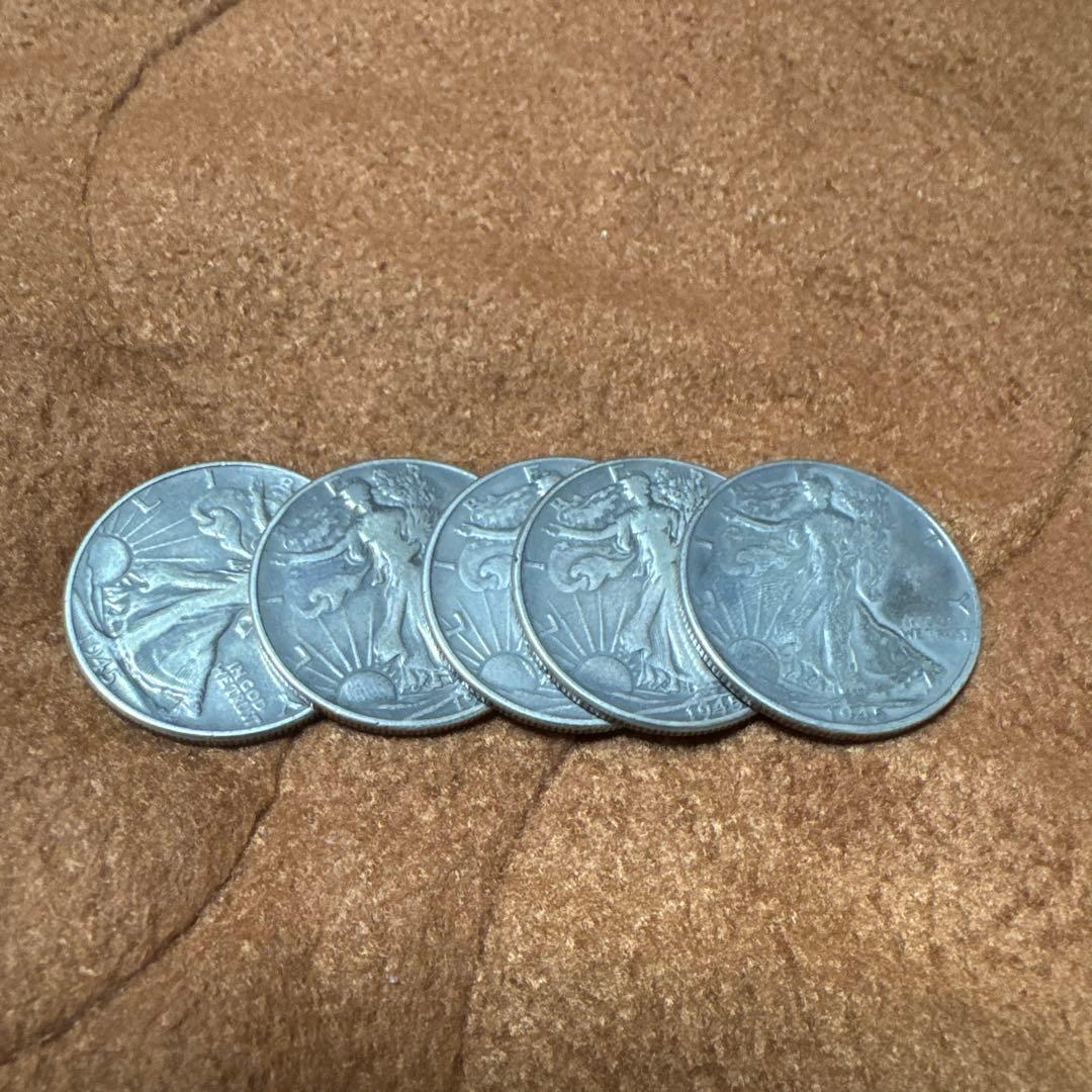 せ*た様 1945年 ウォーキングリバティハーフダラー 5枚セット