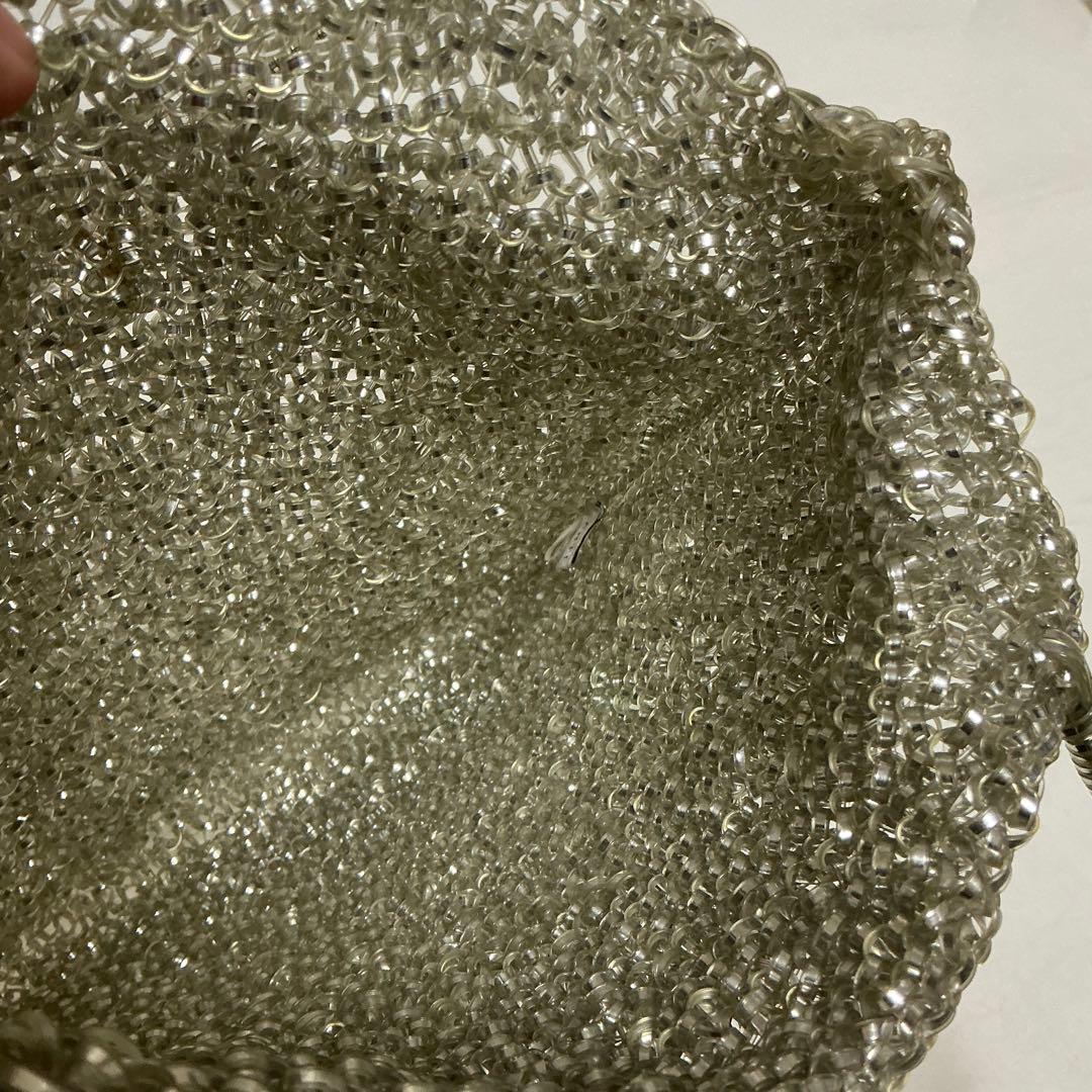 アンテプリマ　ワイヤーバッグ　シルバー メタル編み込みハンドバッグ