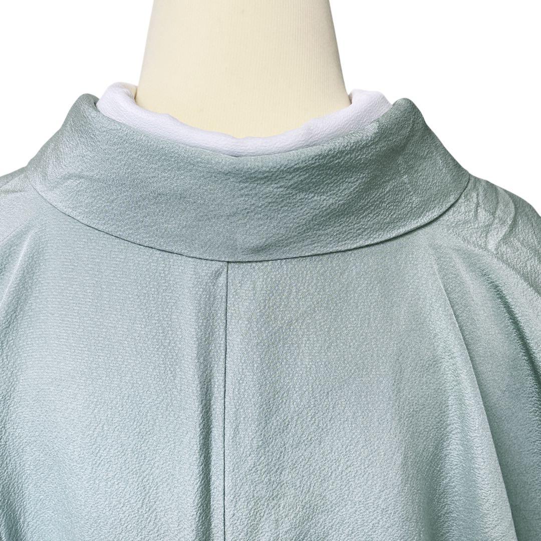 A143愛華 着物 付け下げ袷刺繍 スワト 錆青磁 フォーマル 身丈162cm