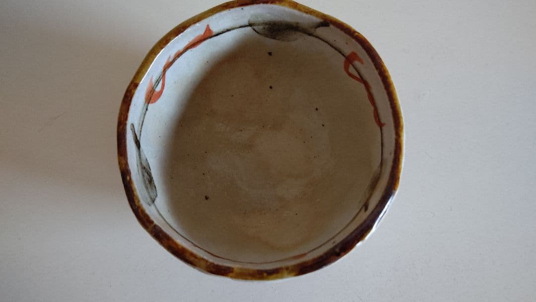 京焼 清水焼 栄泉作 紅丸草子湯呑み 小鉢 5客 三つ足