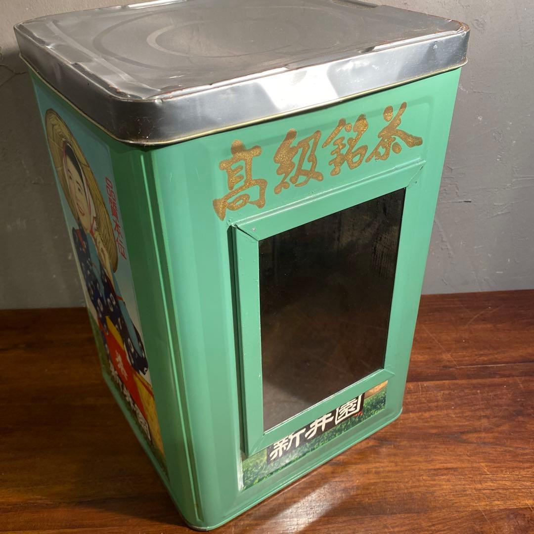 ストア 昭和レトロ 高級銘茶新井園 茶箱 缶 古道具 骨董品 稀少 ショー