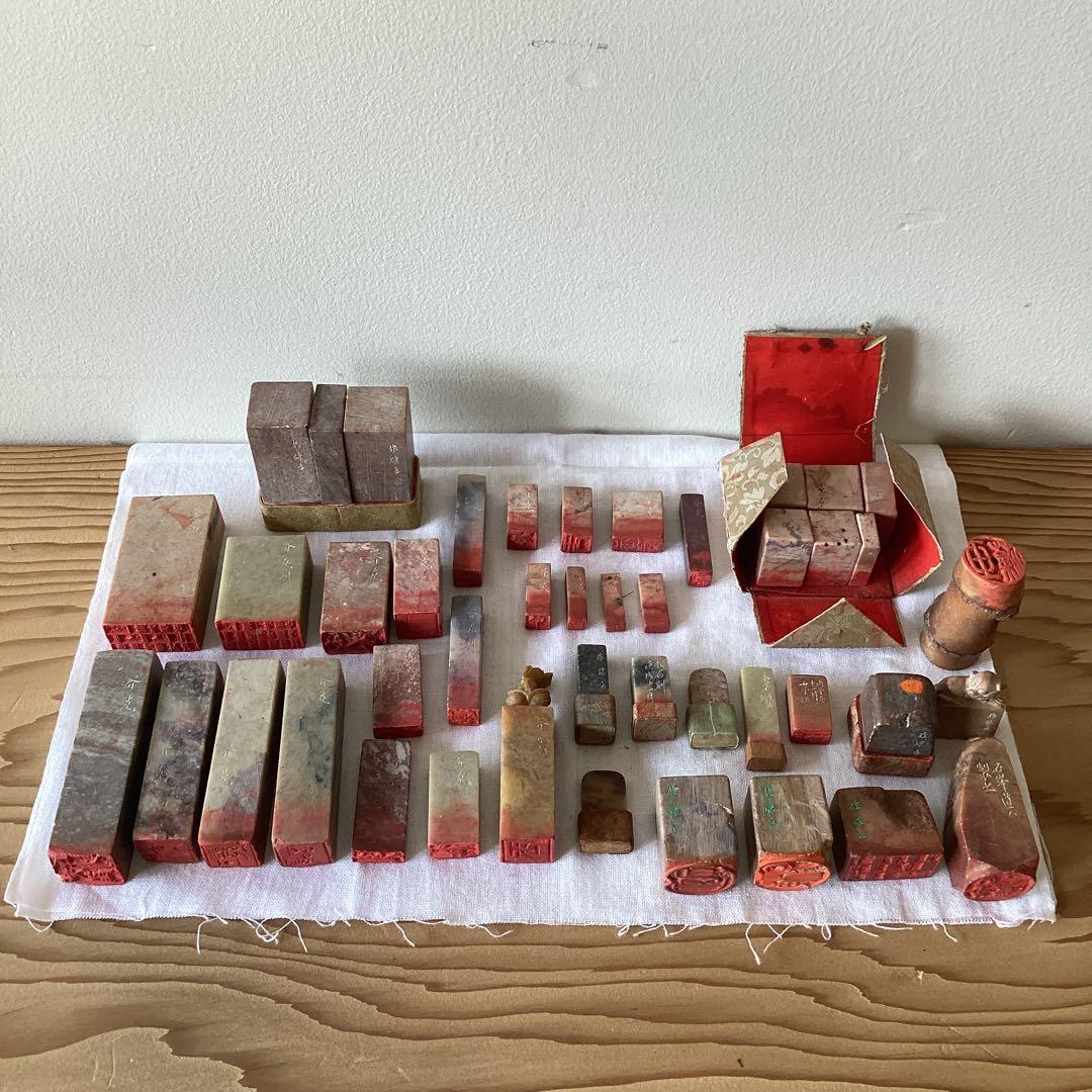 彫刻済篆刻用の印材 鶏血石 印材 寿山石系 青田石系 落款印 書道 中国