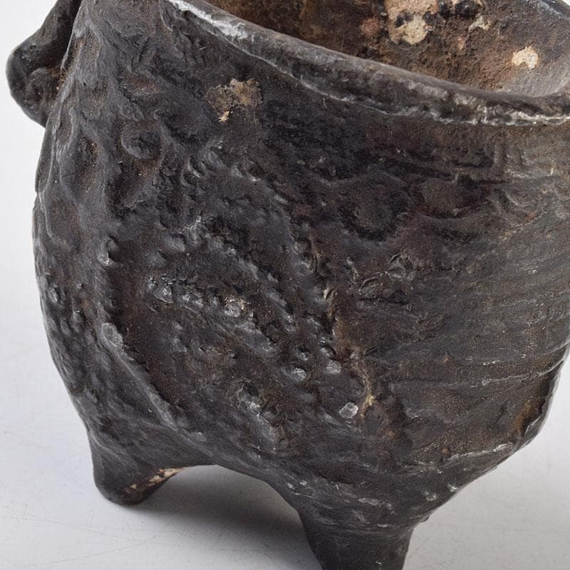 中国 古銅宣徳銅 山水文刻 三足香炉 V R9217