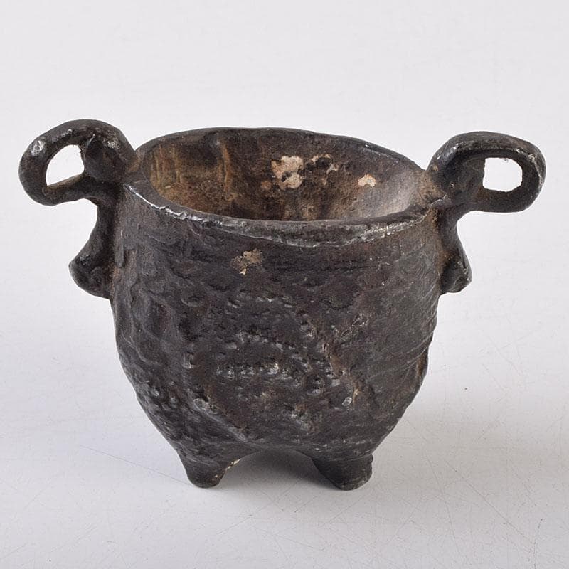 中国 古銅宣徳銅 山水文刻 三足香炉 V R9217