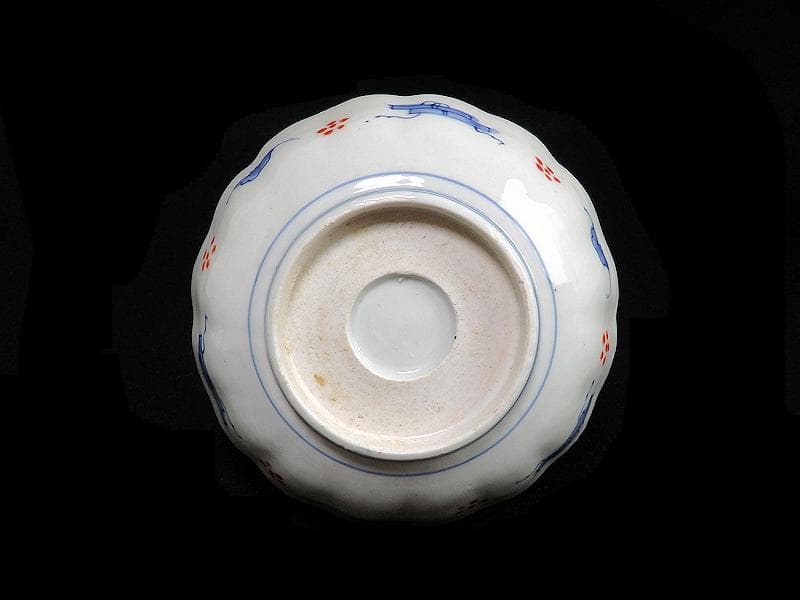 古伊万里 赤絵 草花紋に麒麟の図 膾皿 2客 D119AS-BVx