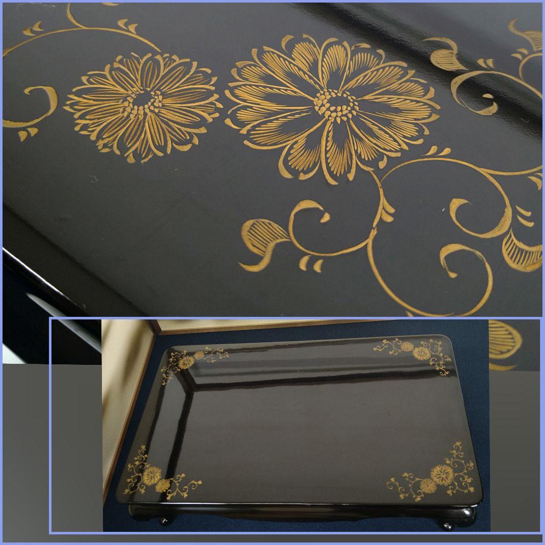 AC27 輪島塗 平卓 沈金 蒔絵 唐草 香炉台 花台 盆栽台 木製 漆塗り