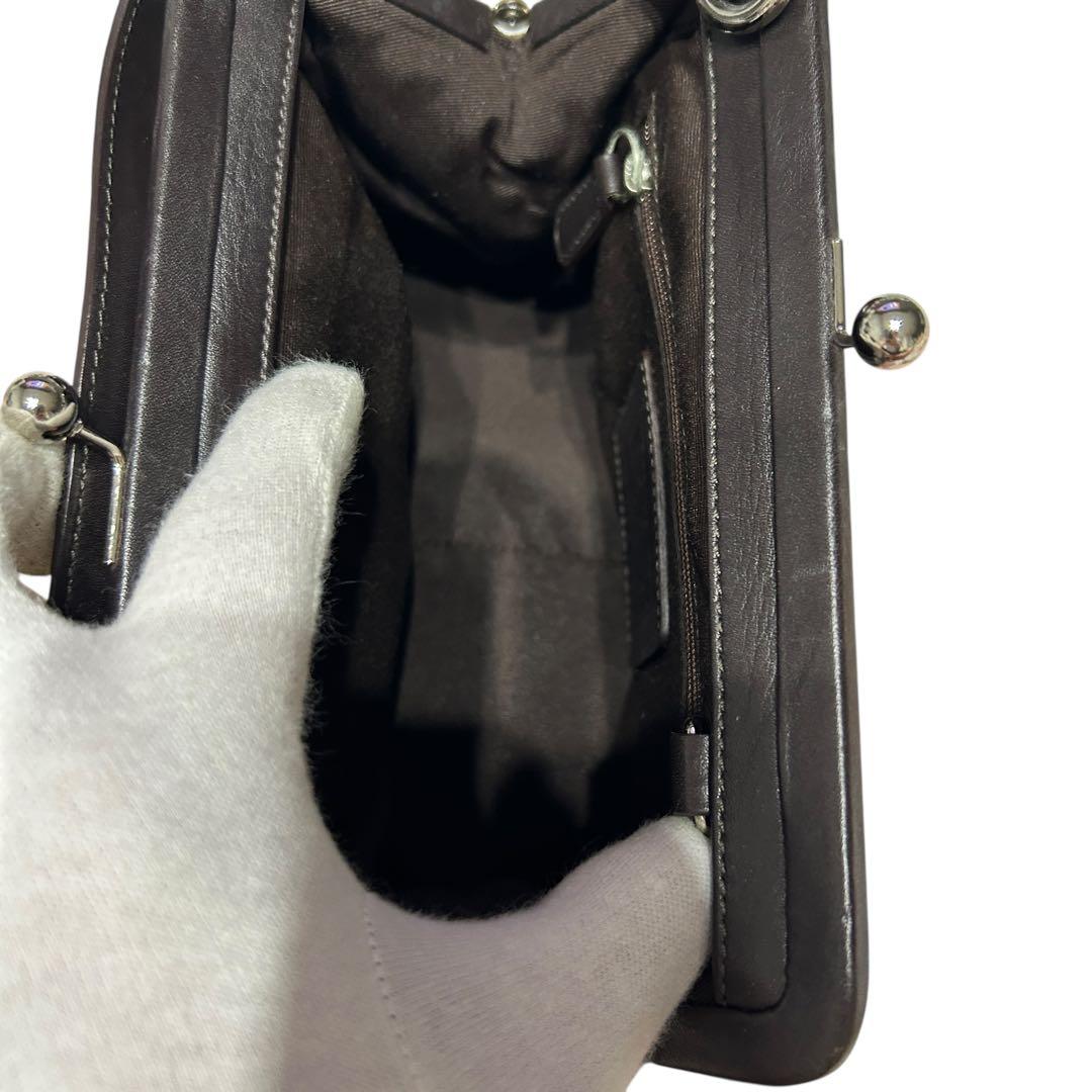 美品 コーチ がま口 ワンショルダー ソーホー ビジュー リボン スウェード 茶