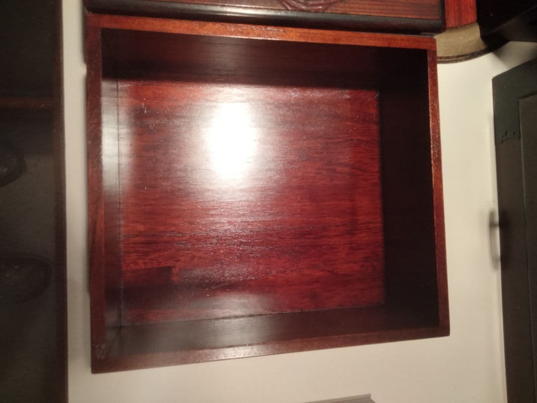 岡山　烏城彫　書籍箱　古瓦　美品