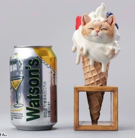 キティ コーンJXKスタジオ リアルねこソフトクリームフィギュア♡在庫２個のみ①