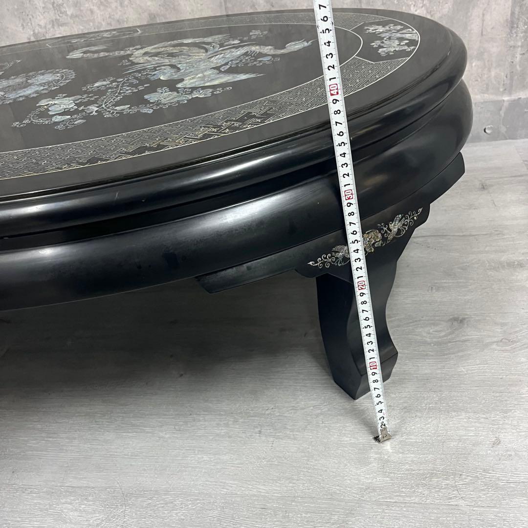 こうね様 専用 螺鈿細工 ガラス天板付き 座卓 テーブル 鳳凰 黒漆