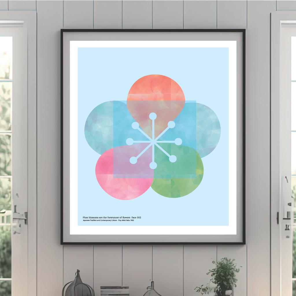 No.kashikomi梅－face002／ アートポスター　400×500