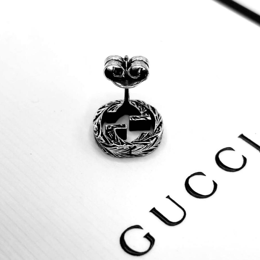 超美品】GUCCI ピアス インターロッキングG 燻 片耳 ア