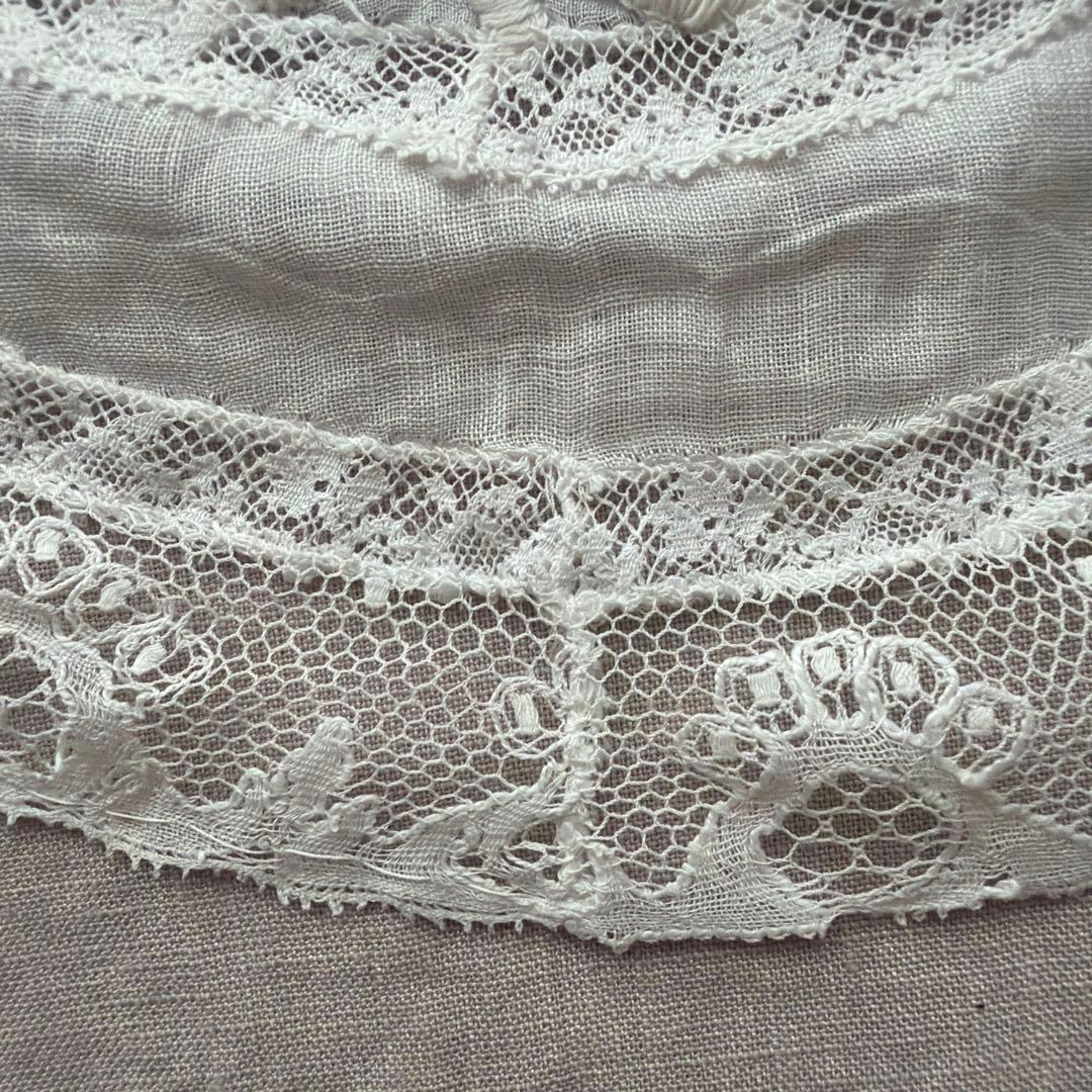フランスアンティーク リネン手刺繍ドイリー ホワイトワーク／カット