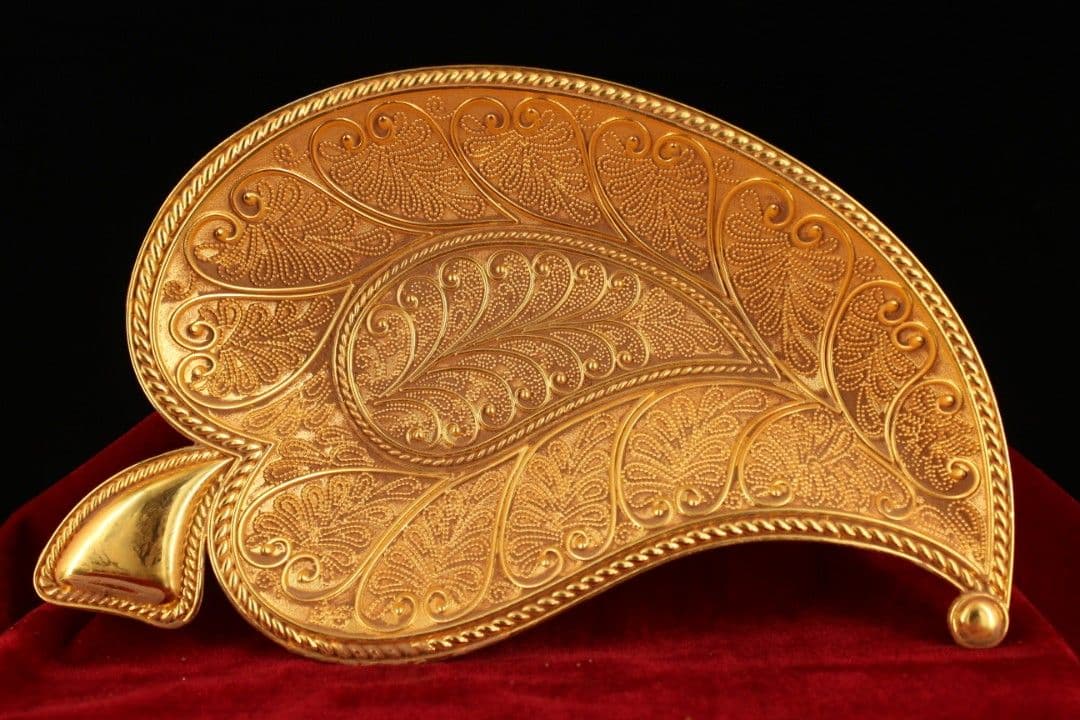 銅 細工 鎏金葉盤 果実盤 装飾品 工芸品 美術品 置物
