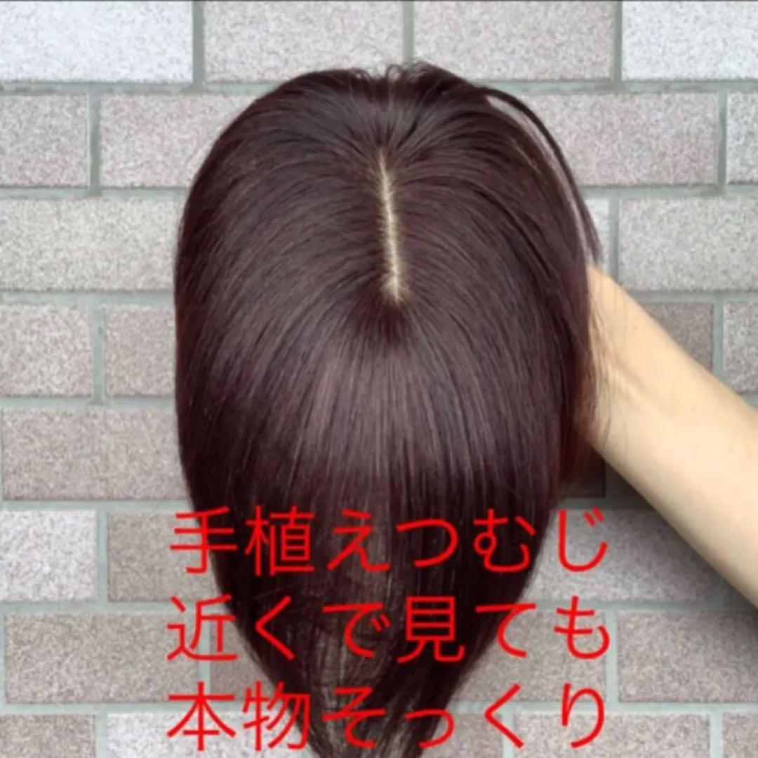 人毛100%￼総手植 医療用部分ウィッグ￼ヘアピース ダークブラウン ブラック￼