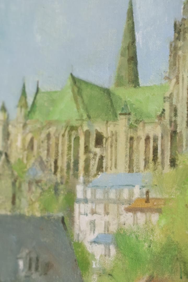 真作】 大歳克衛 「 シャルトル新緑 」 油彩F6号 青木画廊 BJ237