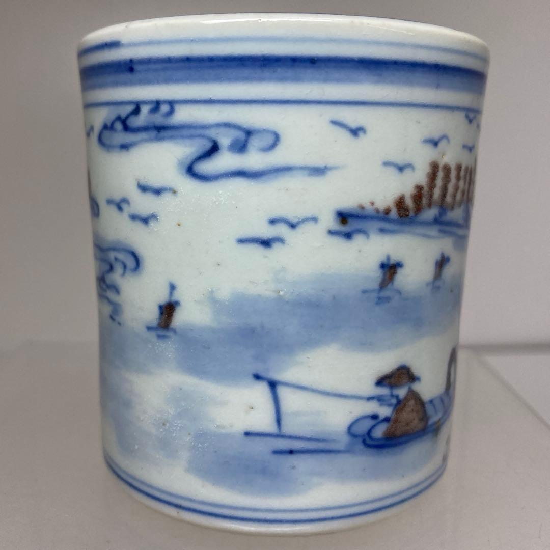 中国清朝時代　釉哀紅筆入筒　高さ6.8㎝　トヒチ　東な8-0121☆2F