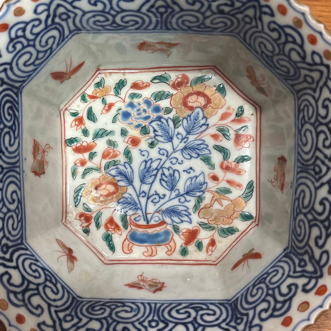江戸時代□古伊万里 三つ重ね どんぶり 正月 033 古伊万里 色絵3つ