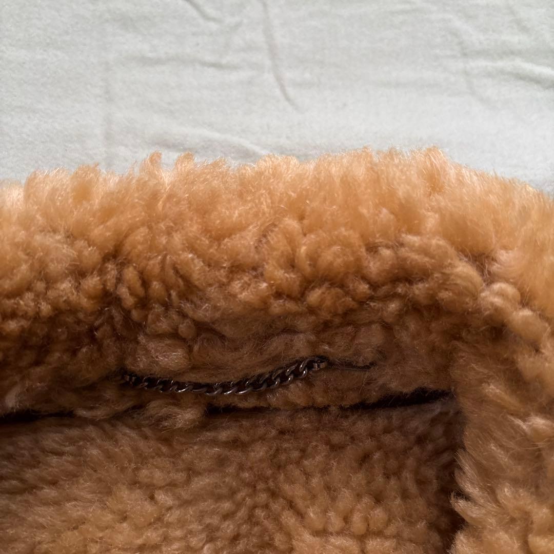 【90s】vintage ブラックムートン ギャングコート 本革 ボア チェーン