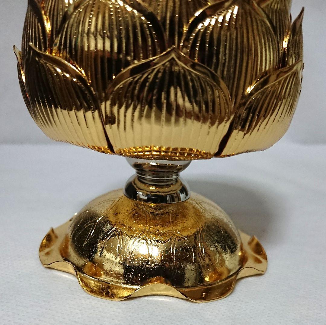 ✶金属工芸品✶香炉 蓮華型 真鍮製 金メッキ 仏具 国産 インテリア 小物入れ