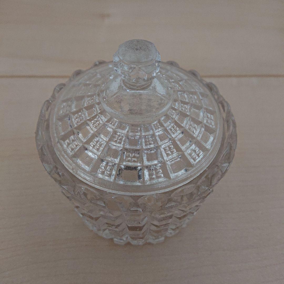 プレスガラス キャンディポット ボンボン入れ シュガーポット 蓋物