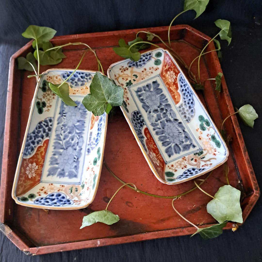 high level 古伊万里長皿の美！」 色絵皿3客セット 骨董アン