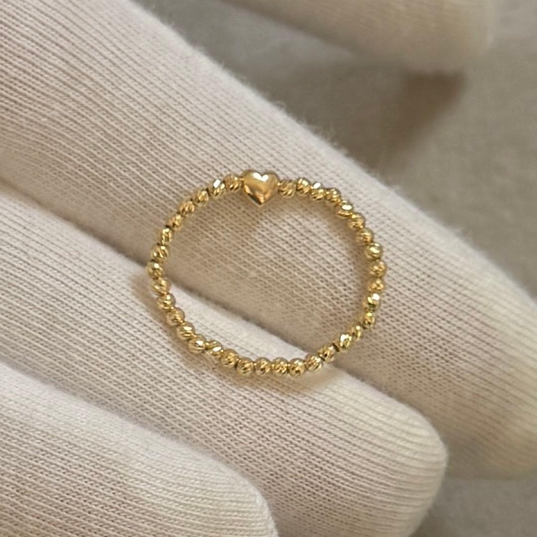 K18弾力リング 指輪 シンプル キラキラ ミラーボール 13号