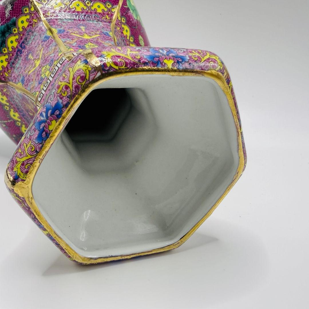 R107 ほうろう彩色 花瓶（かびん）陶磁器 アンティーク