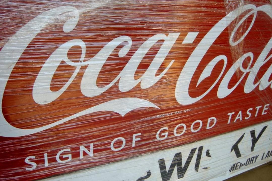 *ＢＩＧ　コカ・コーラ　【ホーロー/アール 両面看板】　ビンティージ・レア-