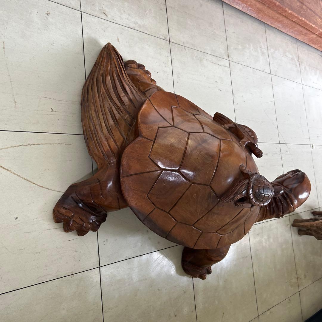 木製亀の彫刻 大型