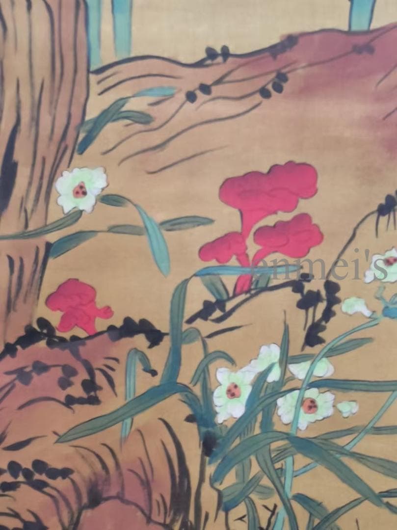 中国古美術 清代 余省作款 竹と鳥の絵画 絹本 四