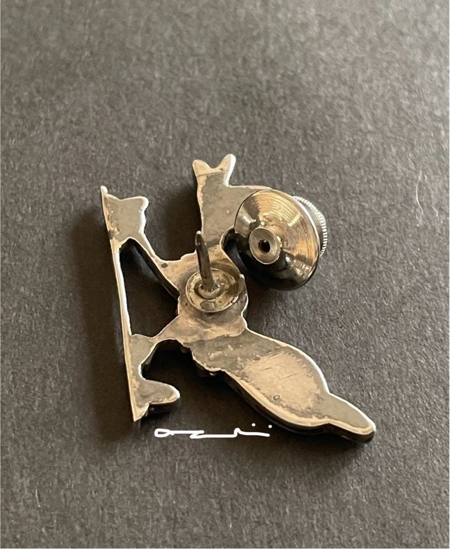 ヴィンテージ ズニ族 インレイ 鳥 ブローチ シルバー マルチストーン