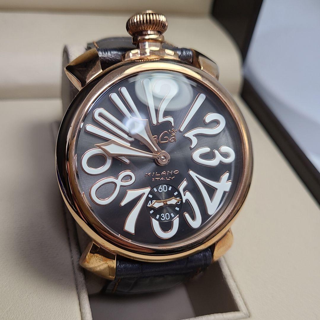 【良品】ガガミラノ　マニュアーレ48MM　純正ベルト　手巻き式　腕時計