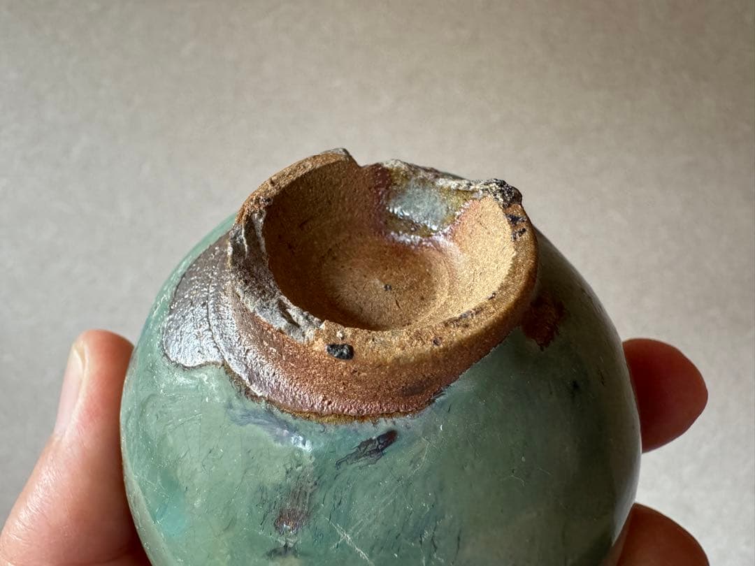 古唐津 緑釉杯 ぐいのみ 桃山〜江戸初期