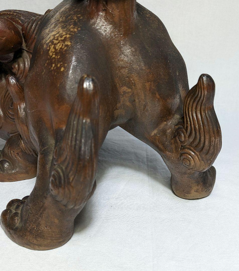 木村長十郎友敬 備前焼 唐獅子置物 細工物 縁起物 工芸品 インテリア 骨董品