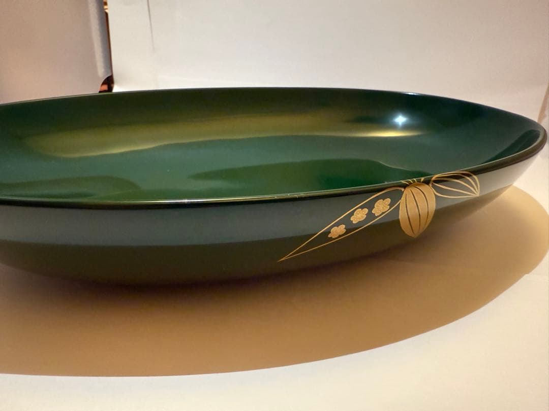 パスタ鉢　輪島塗　蒔絵 260x160x55mm 笹蒔絵　大王塗師屋