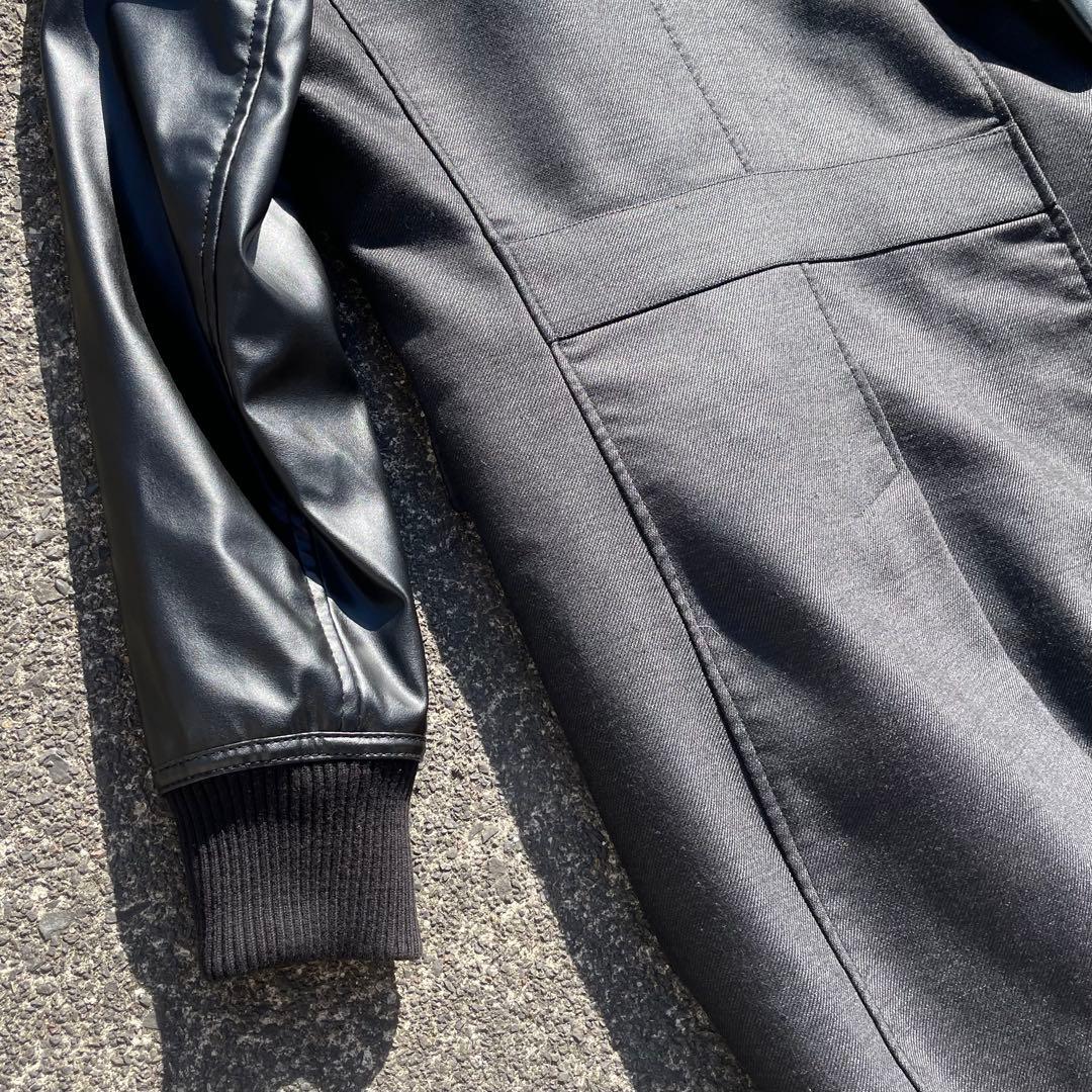 【うんまか仙人】\"ZARA MAN\" レザー切替コート 2way ブラック