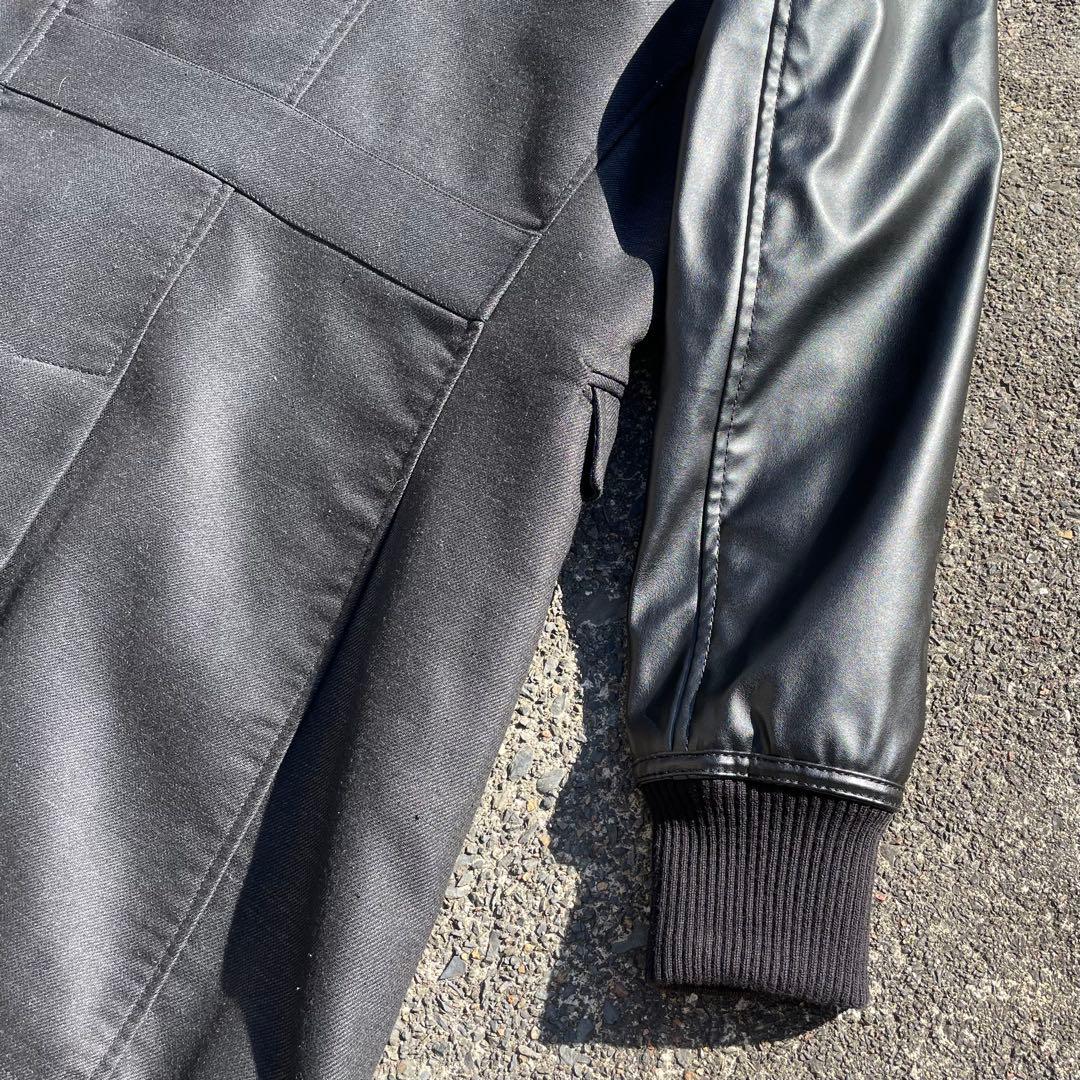 【うんまか仙人】\"ZARA MAN\" レザー切替コート 2way ブラック