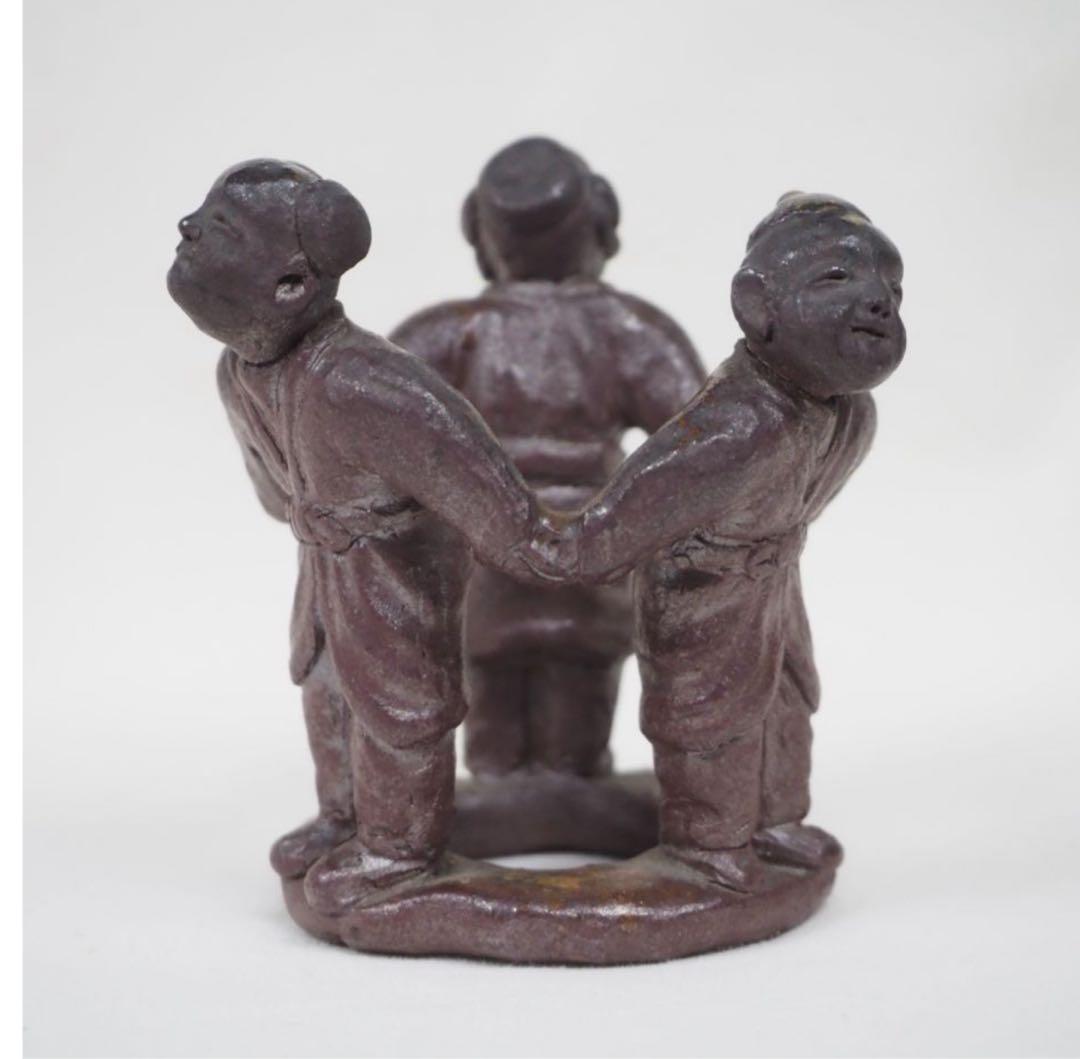 送料無料 時代物 備前焼 極上品唐子蓋置 茶道具 検/楽山紫砂九谷備前萩