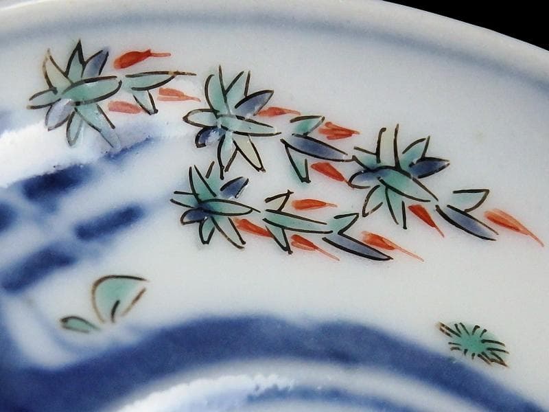 大聖寺伊万里　色絵　竹笹に梅の図　豆皿　F166AS-CTz